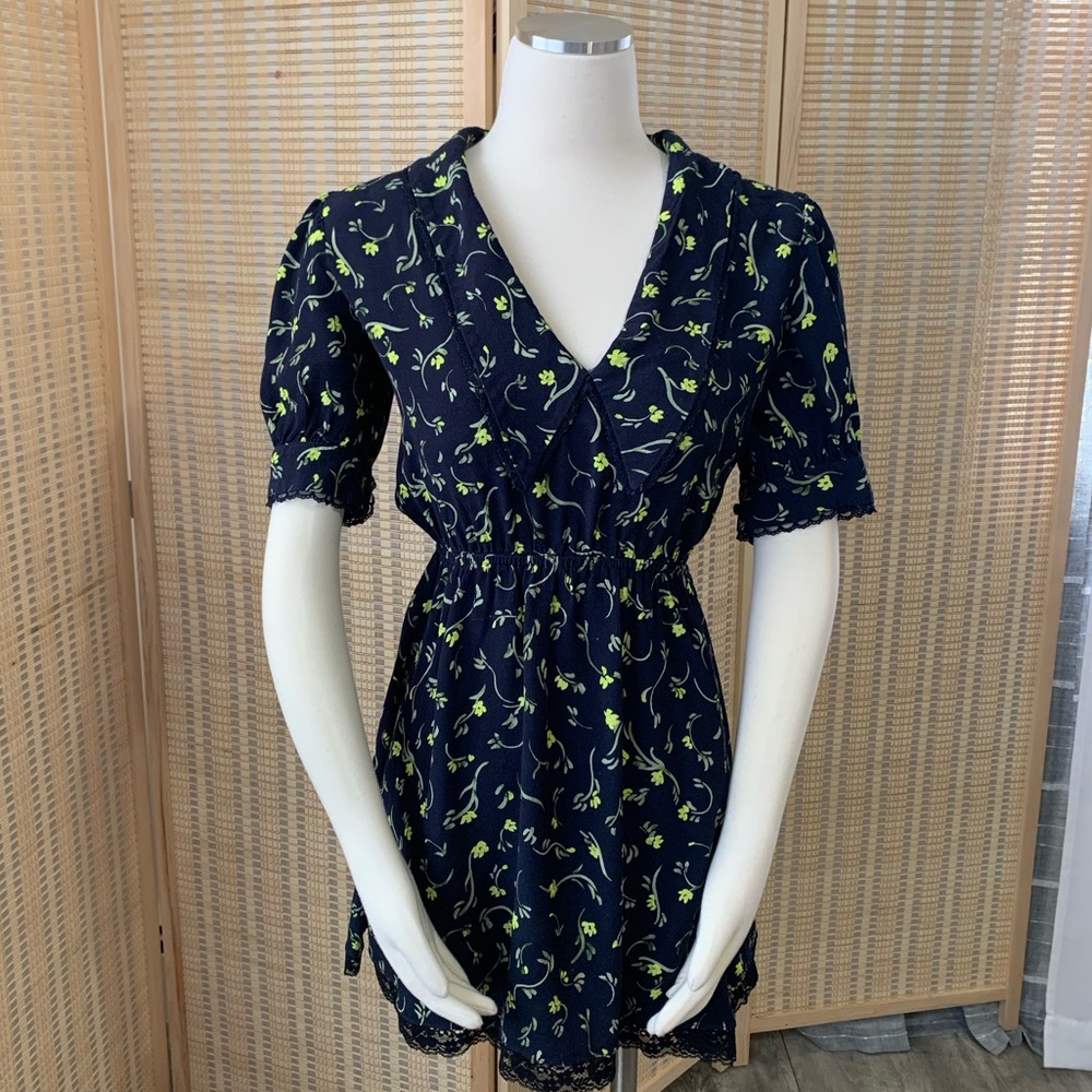 Aritzia Sunday Best Collard Floral Puff Sleeve Dress